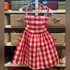 Commense Red & White Gingham Halter Fit-and-Flare Mini Dress